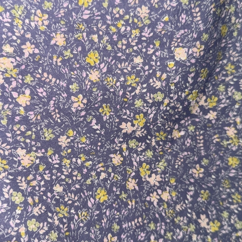 Free People bodysuit puff ruched shirt sleeve Bella chambray combo floral xL NeW - Picture 9 of 11